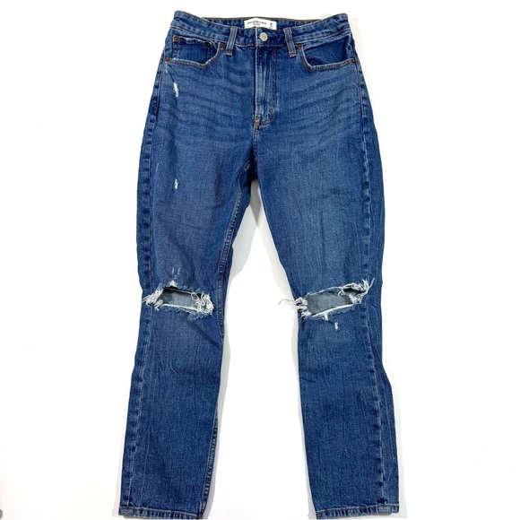 Abercrombie The Skinny High Rise Jeans Distressed Curve Love - Picture 1 of 9